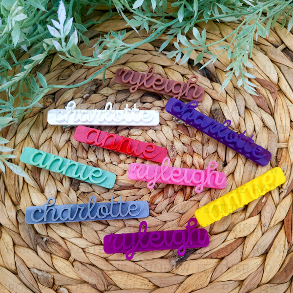Personalized Thin Acrylic Hair Clip