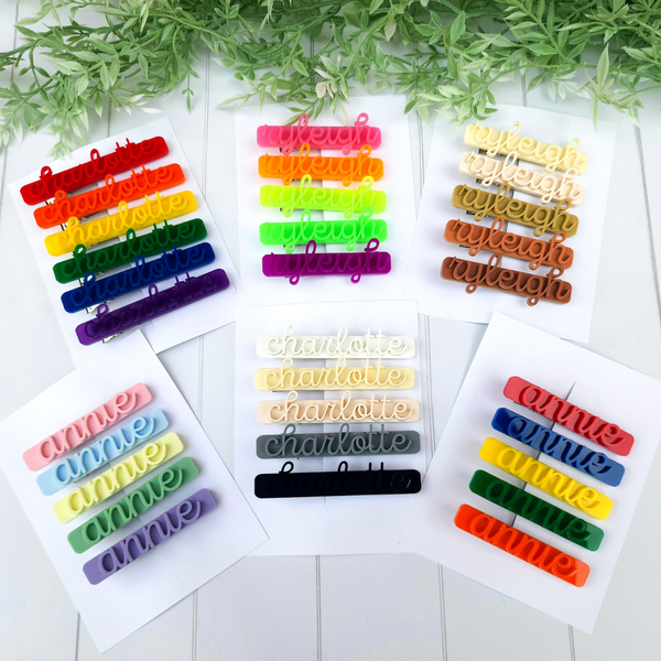 Personalized Acrylic Hair Clip Multi-Pack Wholesale