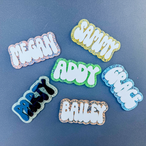 Glow in the Dark Glitter Name Clips Wholesale