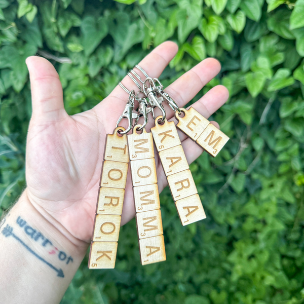 Faux Letter Tile Keychains Wholesale