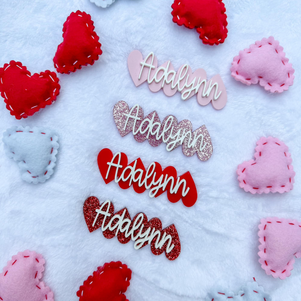 Personalized Heart Valentine's Day Acrylic Hair Clip