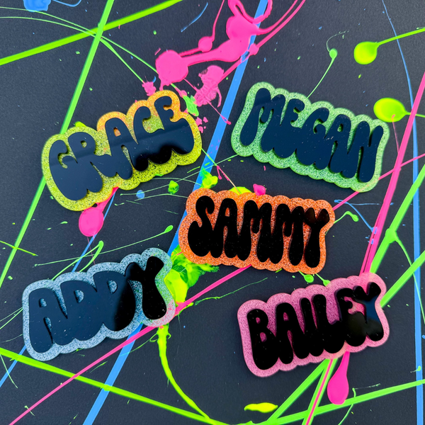 Neon Glitter Name Clips Wholesale