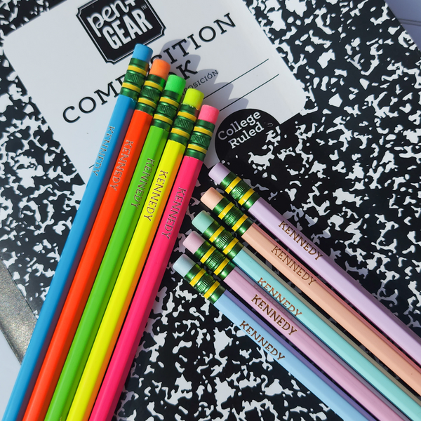 Personalized Engraved Neon & Pastel Pencils