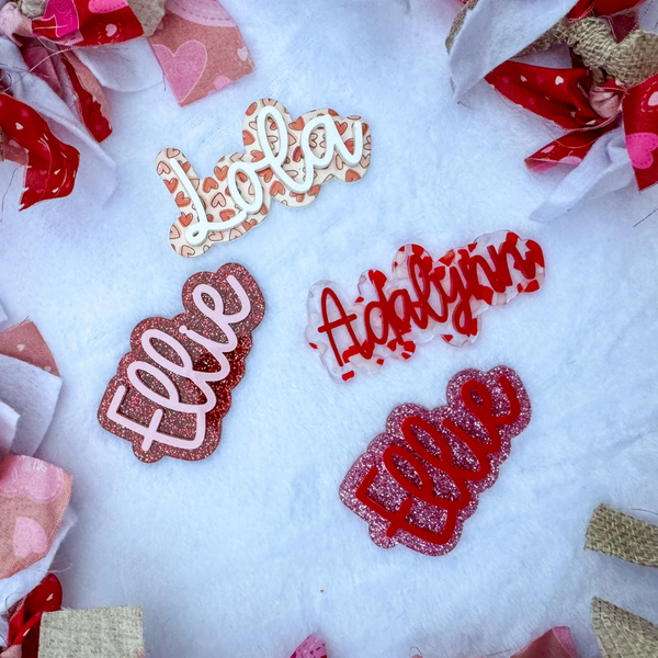 Personalized Valentine's Day Acrylic Hair Clip